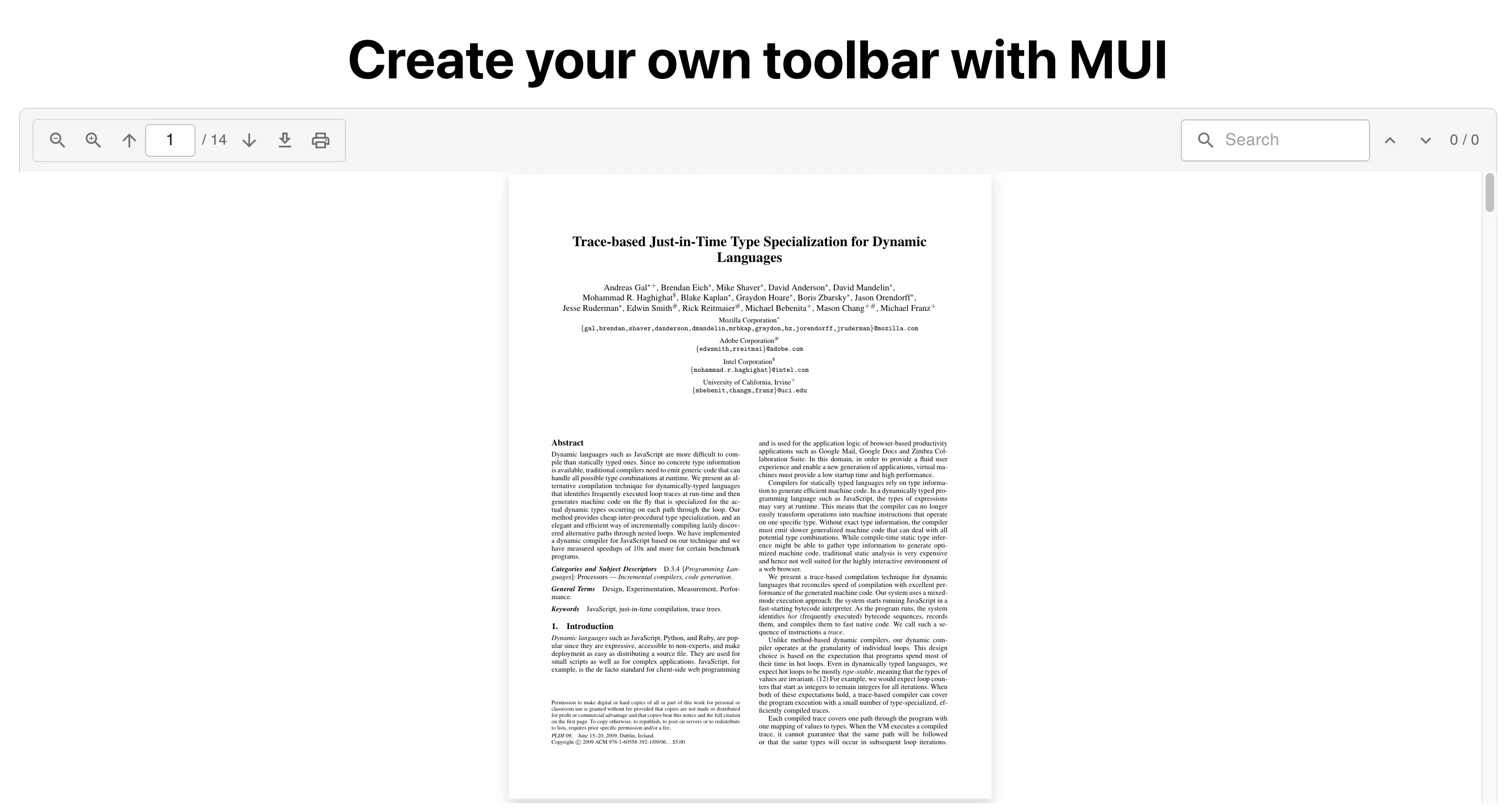 An image of create your own toolbar with MUI