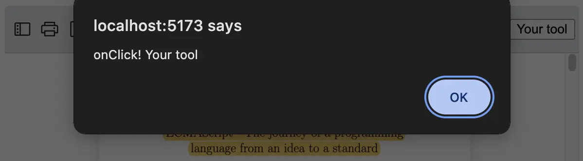 An example of a result after clicking the custom tool