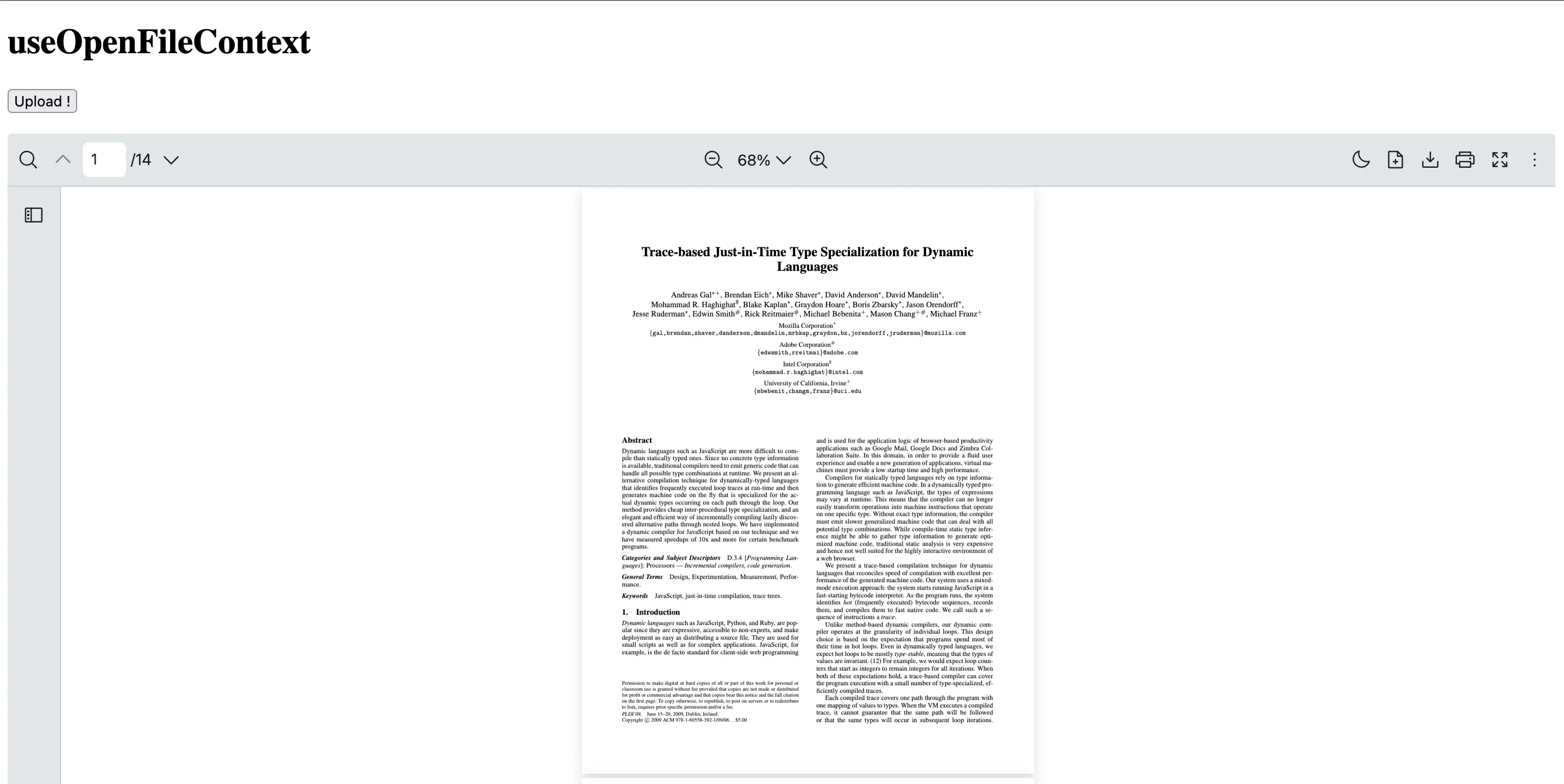 An example of how use to useOpenFileContext hook