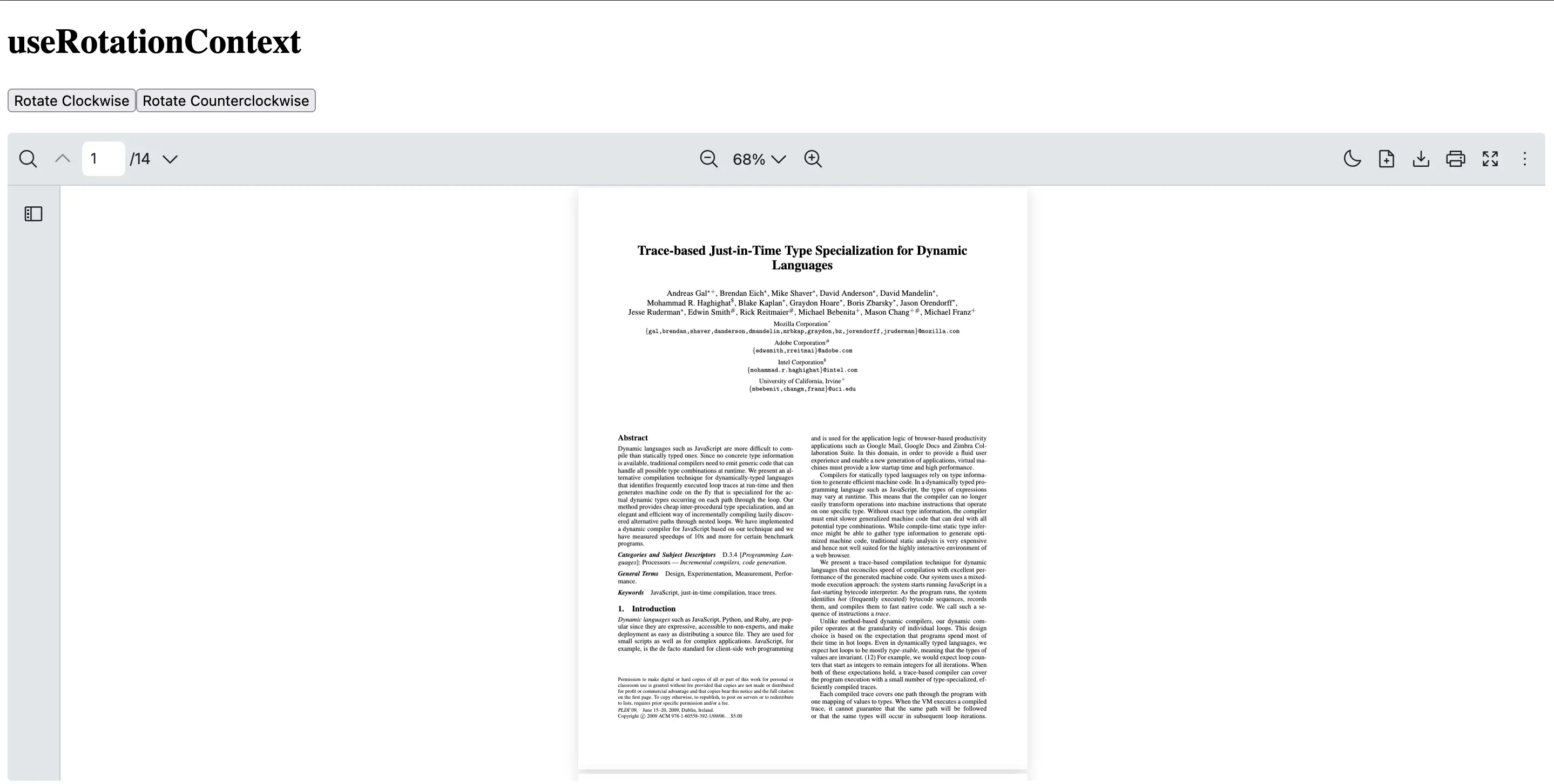 An example of how to use useRotationContext hook