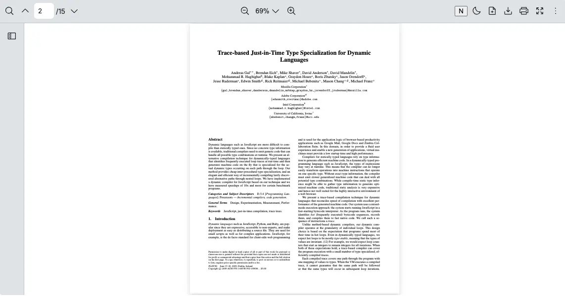 An image of how React PDF displays with customized topRightBar element