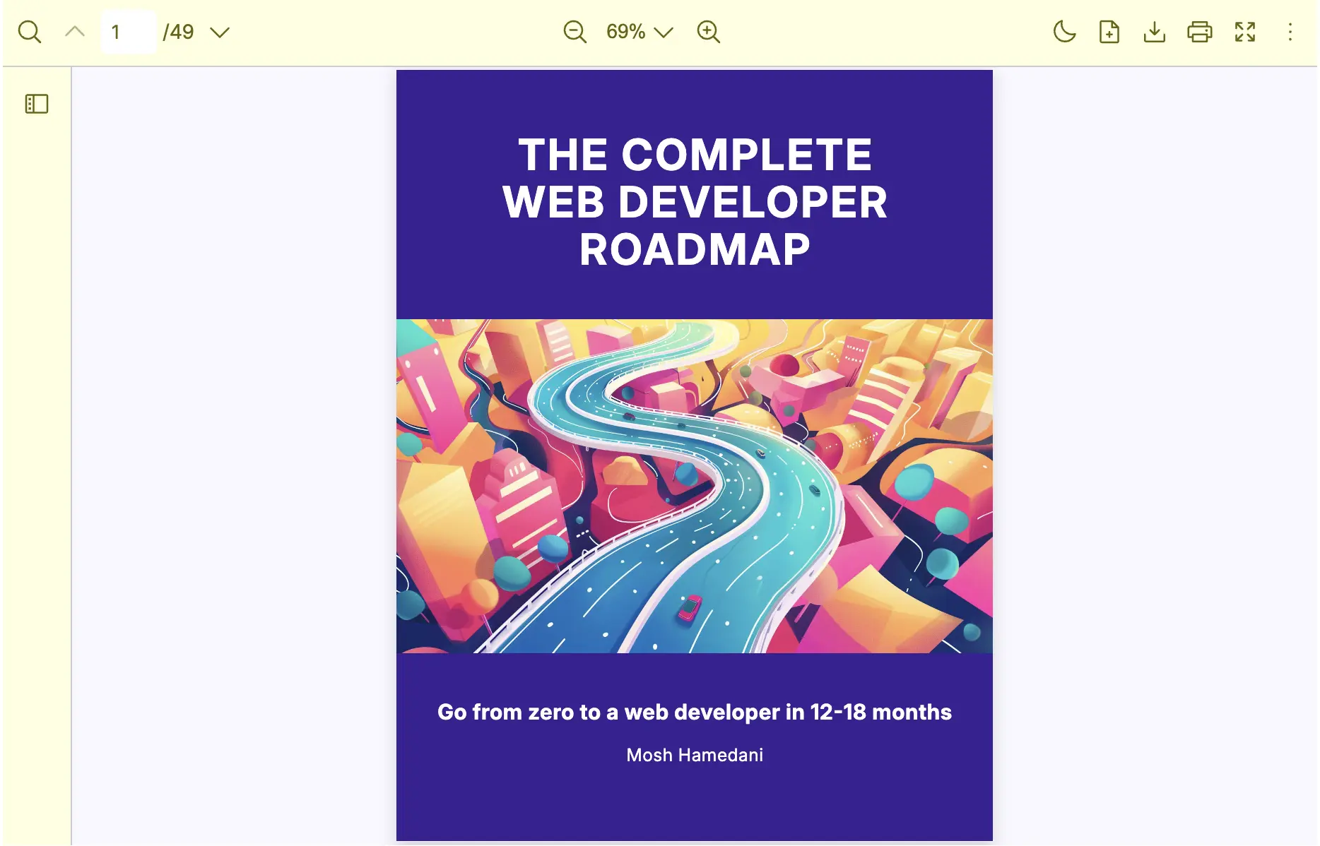 An image of how React PDF will be displayed with overriding toolbar colors in light mode